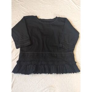 Tricot Comme De Garcons Lace Eyelet Top Blouse Black Sz Small Pullover Japan